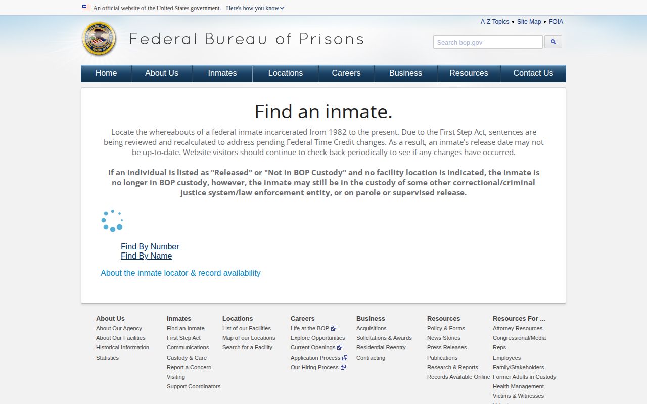 Weakley County federal released inmate BOP locator result