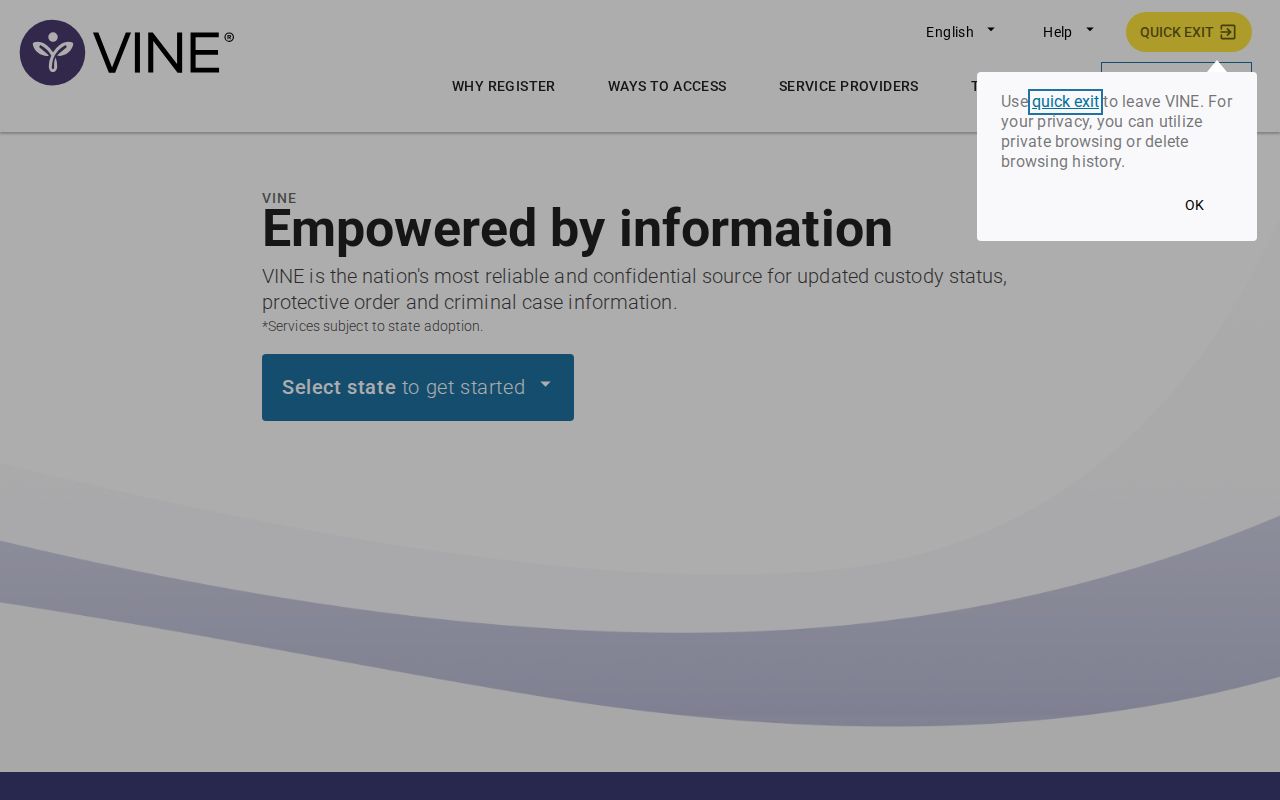 Weakley County VINELink inmate search and release notification flow